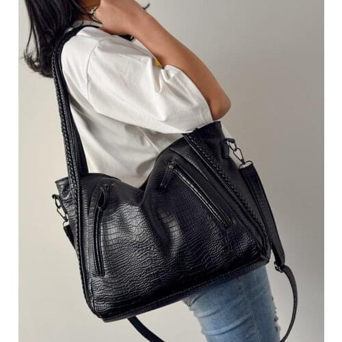 Crocodile Pattern Female Bag Beach Tote Bag Fashion Ladies Handbag Shoulder Shopping Bag Female Soft Leather Casual Big Bags