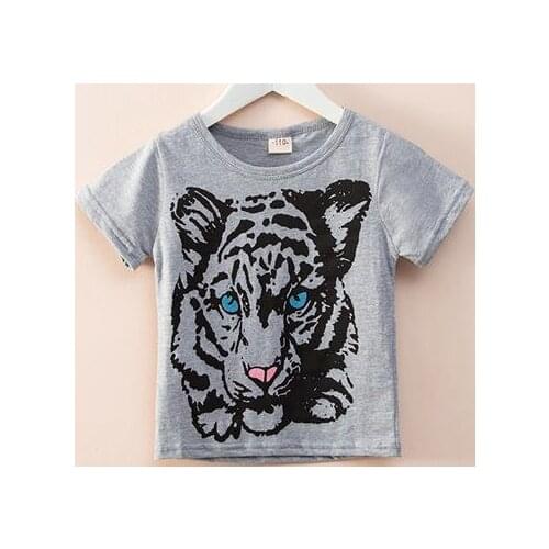 Girls Tops summer 100% Cartoon baby clothing tiger Kids menino short sleeve T Shirts Children Tees baby Girls/Boys t shirt
