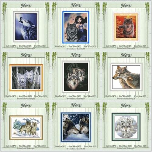 Wolf partners family animals decor painting Cross Stitch DMC 14CT 11CT Counted printed on canvas Embroidery sets Needlework kits