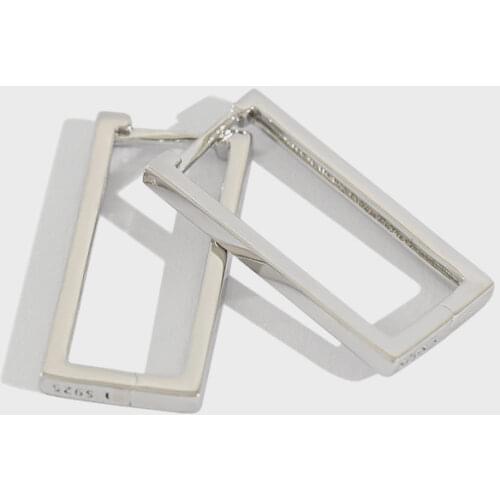 Geometirc hollow rectangle 925 sterling silver earrings for women, minimalism 925 silver stud earrings fashion jewelry