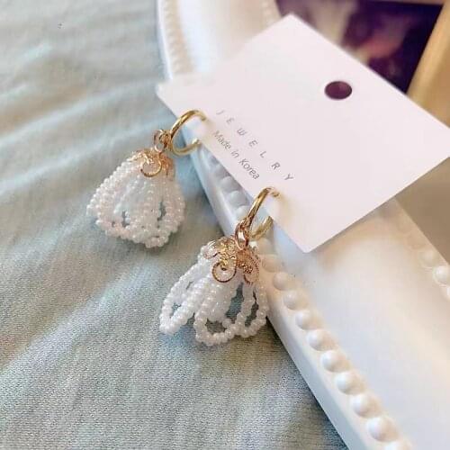 MENGJIQIAO Korean New Arrival Pearl Beads Tassel Drop Earrings For Women Girls Fashion Cute Circle Brincos Jewelry Gifts