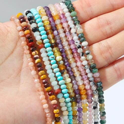 120pcs 4mm Faceted Natural Beads Turquoise Amethyst Agate Quartz Tiger Eye Stone Beads For DIY Making Jewelry Bracelet Necklace