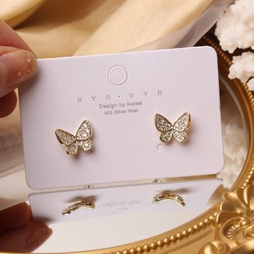 2020 Korean New Design Fashion Jewelry Exquisite Small Copper Inlay Zircon Three-dimensional Butterfly Elegant Female Earrings
