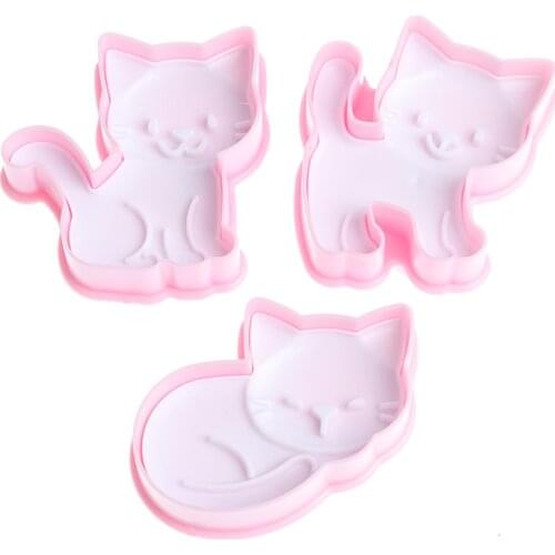 3Pcs/Set Cat Kitten Cookie Molds Fondant Cutter Biscuit Cutter Cake Pastry Mold Cake Decoration Kitchen DIY Baking Accessory