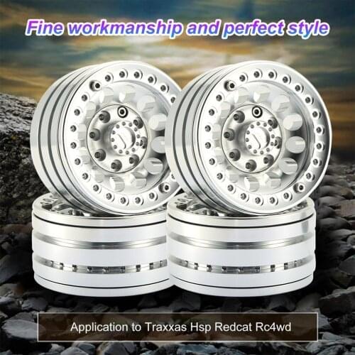 4PCS 1.9-inch Heavy Aluminum Alloy Lock Tire Hub Wheels Rim Set Beadlock Wheels Rims For RC Crawler 1/10 SCX10 90046 TRX4 D90