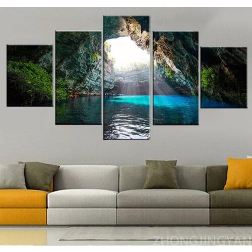 5 Pane HD Framed Landscape Painting Modern Home Decor Canvas Art Modular Pictures Posters Nature Scenery Wall Artworks