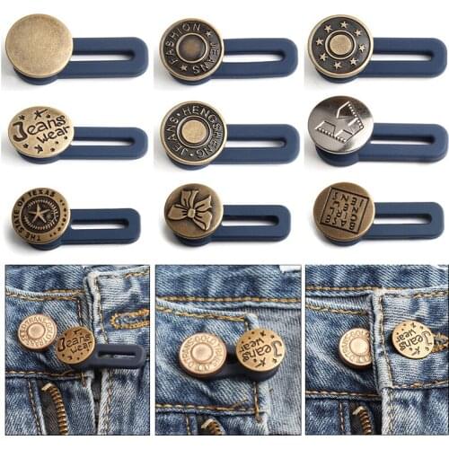 5Pcs Snap Fastener Metal Pants Button Extender Adjustable Free Sewing Buttons for Clothing Jeans Retractable Waist Button Buckle