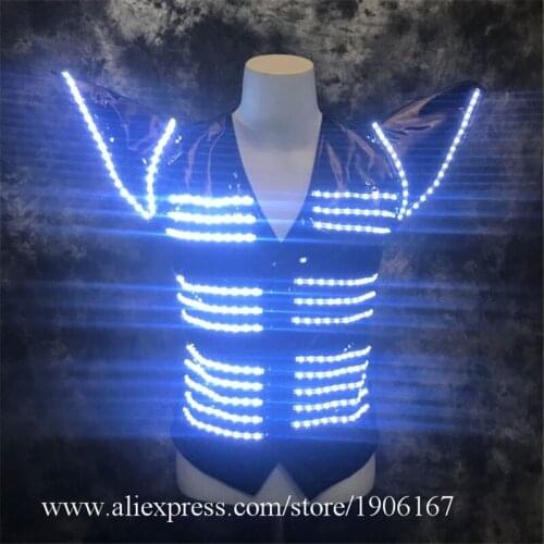 Bar nightclub light up clothes LED luminous vest mens stage performance clothing KTV singer DJ dance suit clothes