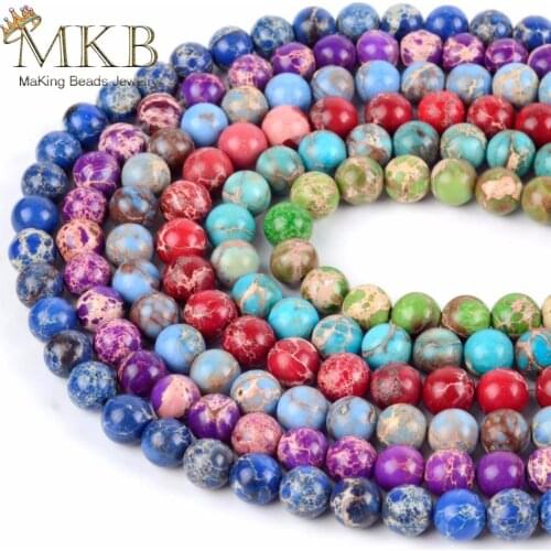 Wholesale Natural Stone Beads Sea Sediment Imperial Jaspers Beads For Jewelry Making 4 6 8 10 12mm Beads Diy Bracelet Necklace