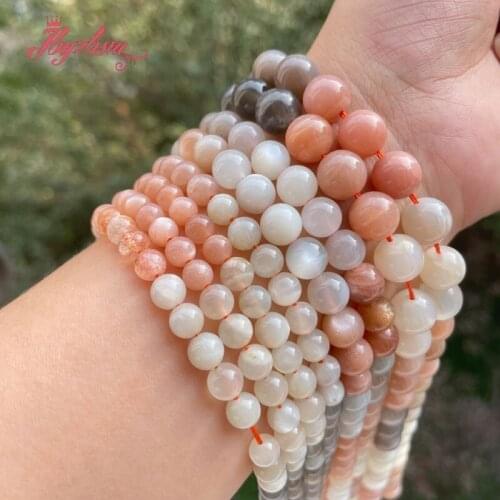 Natural Moonstone AAA Grade Genuine 6/8/10mm Round Loose Stone Beads For DIY Necklace Bracelats Jewelry Making Strand 15"