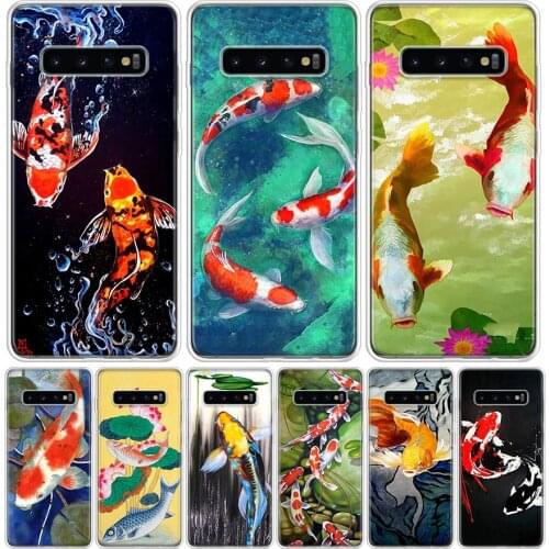 Chinese Koi Fishes Phone Case for Samsung Galaxy S10 S20 Ultra Note 10 9 8 S9 S8 S7 J4 J6 J8 Plus Lite + Popular Cover Capa Shel