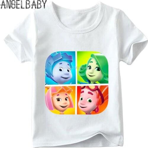 Children Russian Cartoon The Fixies Funny T shirt Baby Boys/Girls Summer Tops Short Sleeve T-shirt Kids Cute Clothes,ooo5148