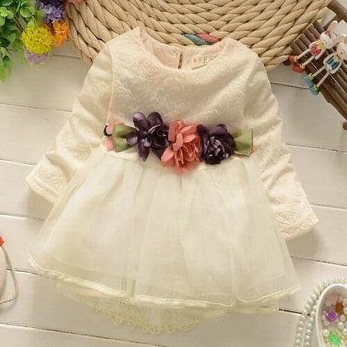 Flower Baby Girls Dress Cute Flower Birthday Party Princess Show Prom Dress Autumn Winter Warm Knitted Dresses 3M-3Y