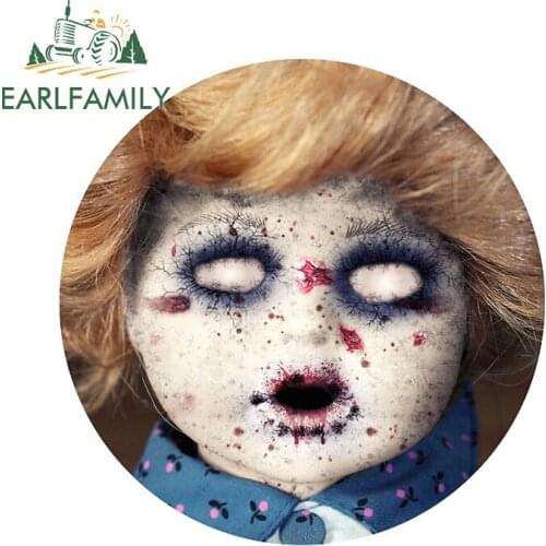 EARLFAMILY 13cm x 13cm for Creepy Zombie Doll Funny JDM Car Stickers DIY Waterproof Personality Creative Custom Printing Decal