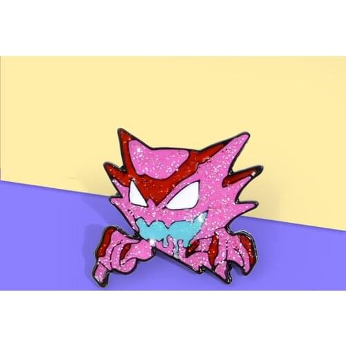Pokemon Pink Haunter Enamel Pin Twinkle Brooches Cartoon for Women Lapel Pins Brooch Jewelry Backpack Child Gift