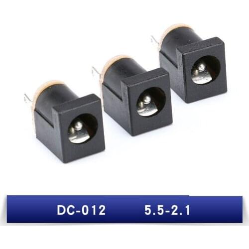 100pcs Hot Sales DC-012 DC Power Jack Socket Connector DC012 5.5*2.1mm 5.5X2.1MM socket 180 feet vertical