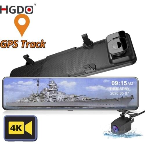 HGDO 12'' 4K Car DVR GPS Video Recorder Sony IMX415 Rear View Mirror Camera 1080P Rear Camera Dash Cam Registrar Parking Monitor