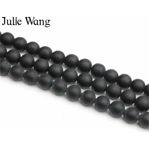 Julie Wang 4-16mm Man-made Stone Beads Black Spacer Beads Bracelet Necklace Jewelry Making Accessory