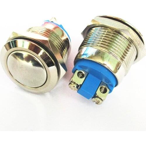 JYL19Q Silver Contact 19MM Spherical Metal Button Waterproof Reset Switch Screw Foot Door Bell Automobile Switches