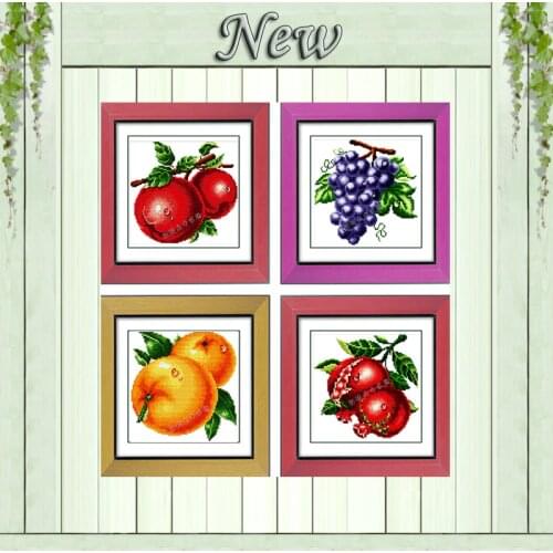 Water drop oranges apples grape fruit painting counted print on canvas DMC 11CT 14CT Cross Stitch kits embroidery needlework Set