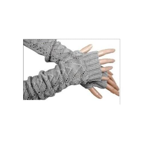 Women girls Korea trend long Knitted Fingerless Gloves Arm Warmers 24pairs/lot mixed colors #3899