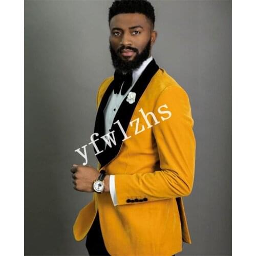Handsome Velveteen Groomsmen Shawl Lapel Groom Tuxedos Mens Wedding Dress Man Blazer Prom Dinner (Jacket+Pants+Tie) A232