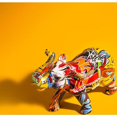 Creative Colorful Elephant Figurines Modern Graffiti Art Home Decorations Room Bookshelf TV Cabinet Decor Animal Ornament