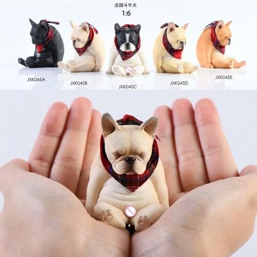 1/6 Scale JXK045 Simulation Animal Standing French Bulldog Decadent Dog Model Home Kids Toy Gift Decoration Collection Souvenir