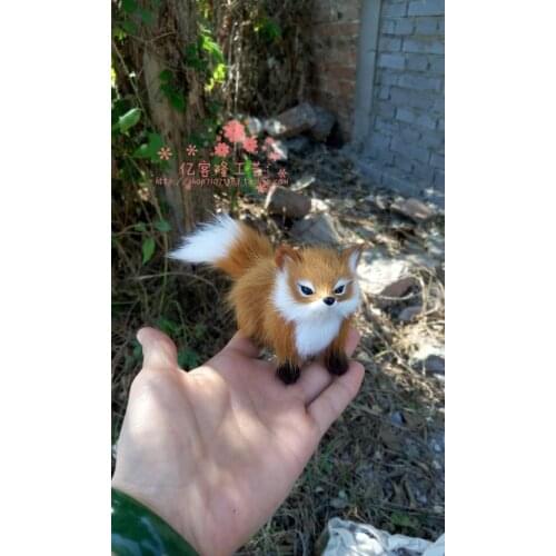 Simulation yellow fox about 12x7cm Handmade craft model,polyethylene&furs toy,home decoration Xmas gift w4081