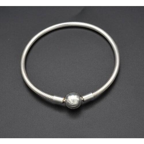 925 Sterling Silver Fashion Simple Silver Chain Beads Basic Bracelet Can Add Beads Charm