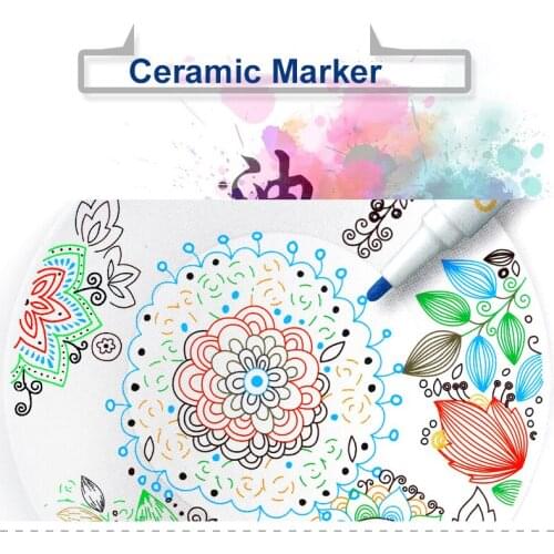 Simbalion Ceramic Marker Set Glass Wood Ceramic Paint Markers Felt Tip 1.0mm Metallic Pen Arts and Crafts Supplies 8 Colors/Box