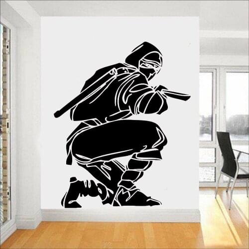 Ninja Fighter Samurai Japanese Oriental Sword Wall Sticker Vinyl Art Home Decor Living Room Bedroom Decals Removable Mural M152