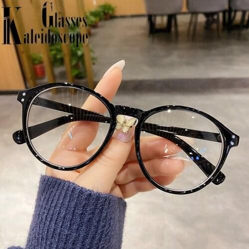 Anti Blue Light Glasses Frames Women Men Round Glasses Frame Computer Eyewear Bluelight Blocking Spectacles Oval Black Clear