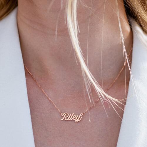 Personalized Name Pendant Necklace Women Stainless Steel Chain Charming Choke Nameplate Birthday Gift European Initial Jewelry