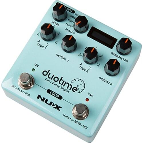 NUX Duotime Dual Delay Engine Guitar Stereo Delay Pedal with Analog Delay Tape Echo Digital Modulation Verb Delay Guitar Effects