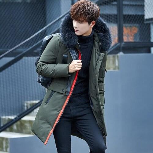 Big Fur Collar Down Jacket Men Long Thick Korean Coat Mens Winter Jackets Parka Casaco Masculino Inverno KJ502
