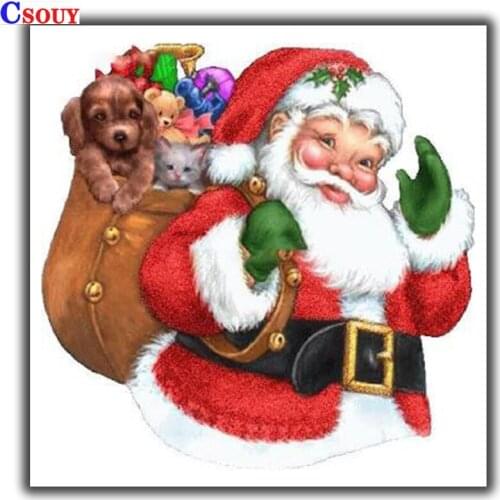 Santa Claus Carries Gifts Diamond Mosaic Diamond Painting Drawing Full Square Round Drill Diamond Embroidery Cross Stitch Decor