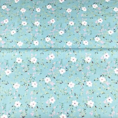 Blue Floral Print Twill Cotton Fabric Fat Quarter Bundle Tissue To Sewing DIY Patchwork Tilda Quilting Bedding Textile Tecido