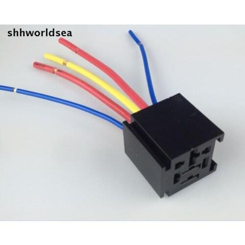 Shhworldsea 10pcs flame retardant auto relay base with cable12v 5Pin socket for heavy duty 5p 80A auto car truck relay