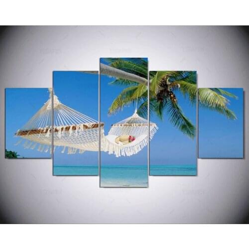 5 panel modern Beach hammock hd Art print canvas art wall framed paintings for living room wall picture ny-1376