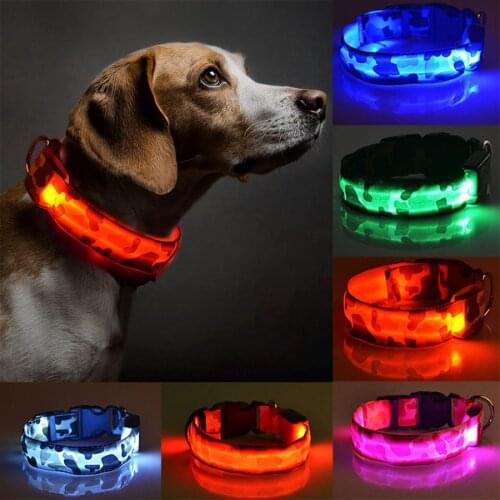 LED Dog Collar Luminous Pet Products Safety Camouflage Stylish Flashing Glow Necklace Pet Accessories
