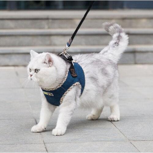 Breathable Pet Dog Harness Leash Denim Cat Chest Strap Dog Walking Rope For Small Dogs Pomeranian Corgi Pet Dog Leash
