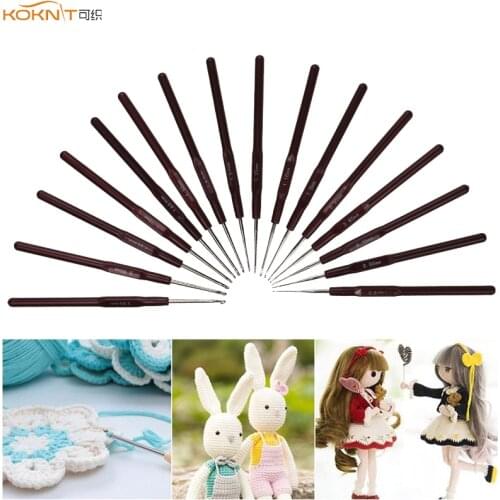 KOKNIT 1 Piece Lace Crochet Hooks 0.5mm-2.5mm 16 Sizes Choose Small Yarn Weave Knitting Hooks Needles For Dolls Crochet Needles