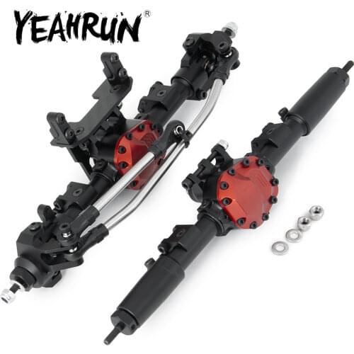YEAHRUN Complete Metal Alloy Front/Rear Straight Axle Upgrade Parts for Axial SCX10 II 90046 1/10 RC Crawler Car Parts