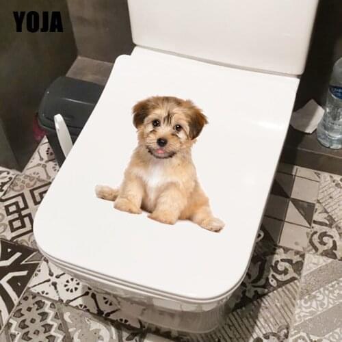 YOJA 23.5×22.3CM Smiling Cute Puppy Kids Room Wall Decoration Personality Home Bathroom Toilet Stickers T1-3101