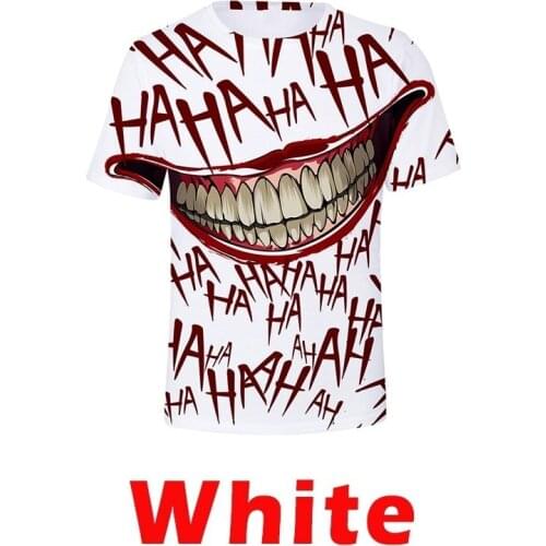 Plus Size XS-5XL HAHA Joker T-Shirt Funny Smile Print Tops 3D T Shirt Mens Summer Hipster Short Tops XS-5XL