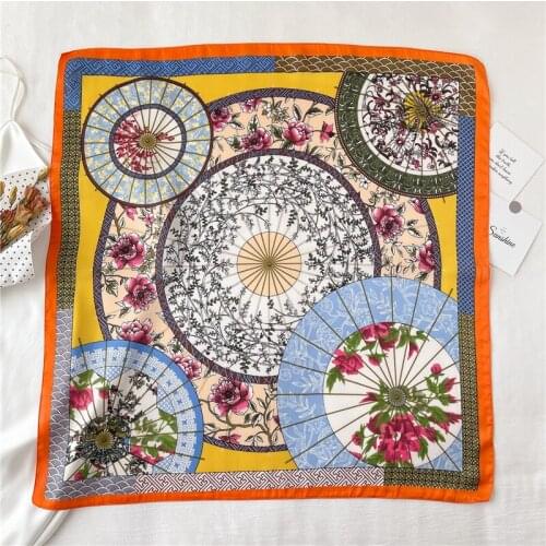 2021 New Headband Print Satin Square Scarf For Women Silk Shawl Retro Hair Wrap Lady Foulard Hijab Neckerchief Female Bandana