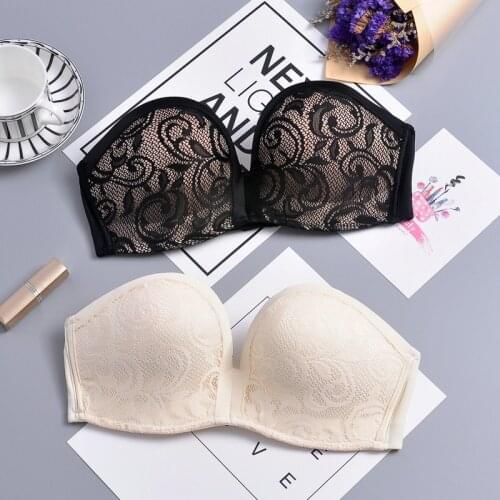 Only a bra white black lace seamless push up women underwear bride sexy strapless bras adjustable ladies wedding brassiere