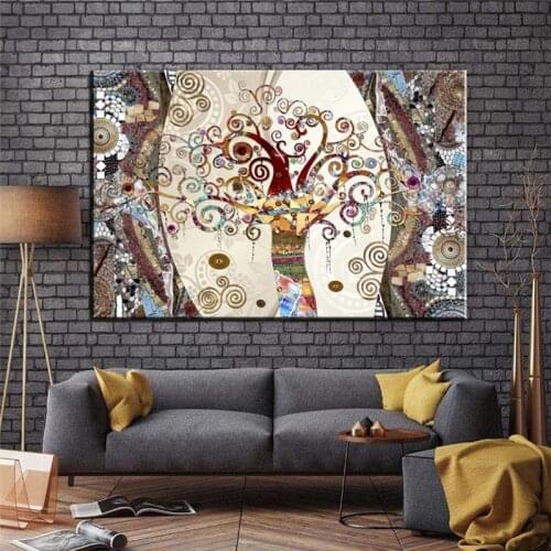 Famous Painting Wall Art Posters and Prints on Canvas Painting The Tree of Life by Gustav Klimt for Living Room Decor