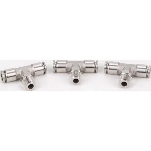 10pcs PB8-03 Pneumatic Connectors 1/8"1/4"3/8"1/2" Male Nickel Plated Brass Push In Quick Connector Release Air Fitting Plumbing